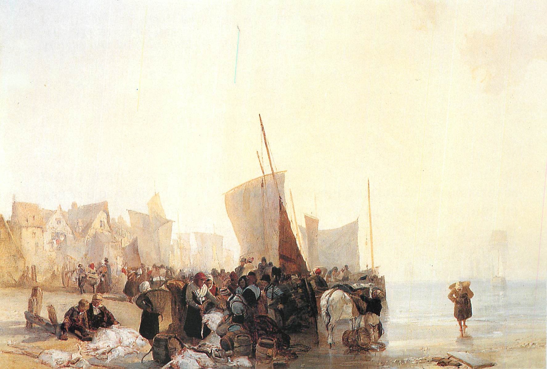 CPM New Haven Yale Center for British Art Marche aux Poissons pres de Boulogne (detail) vers 1824 Huile sur toile