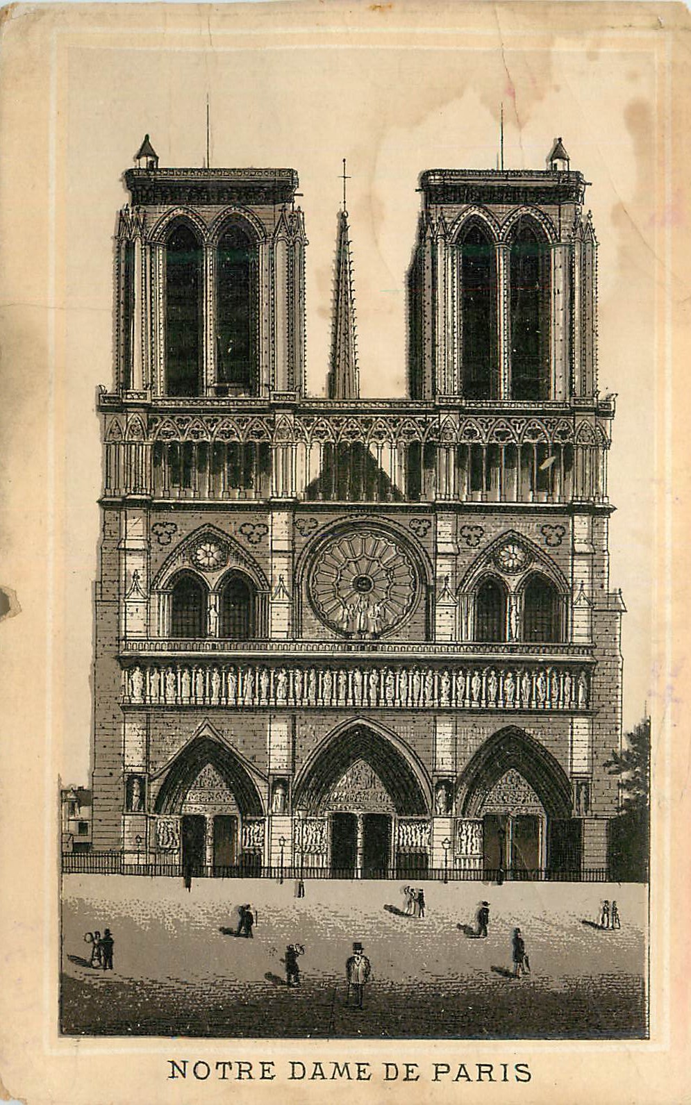 Notre-Dame de Paris — vue frontale — gravure