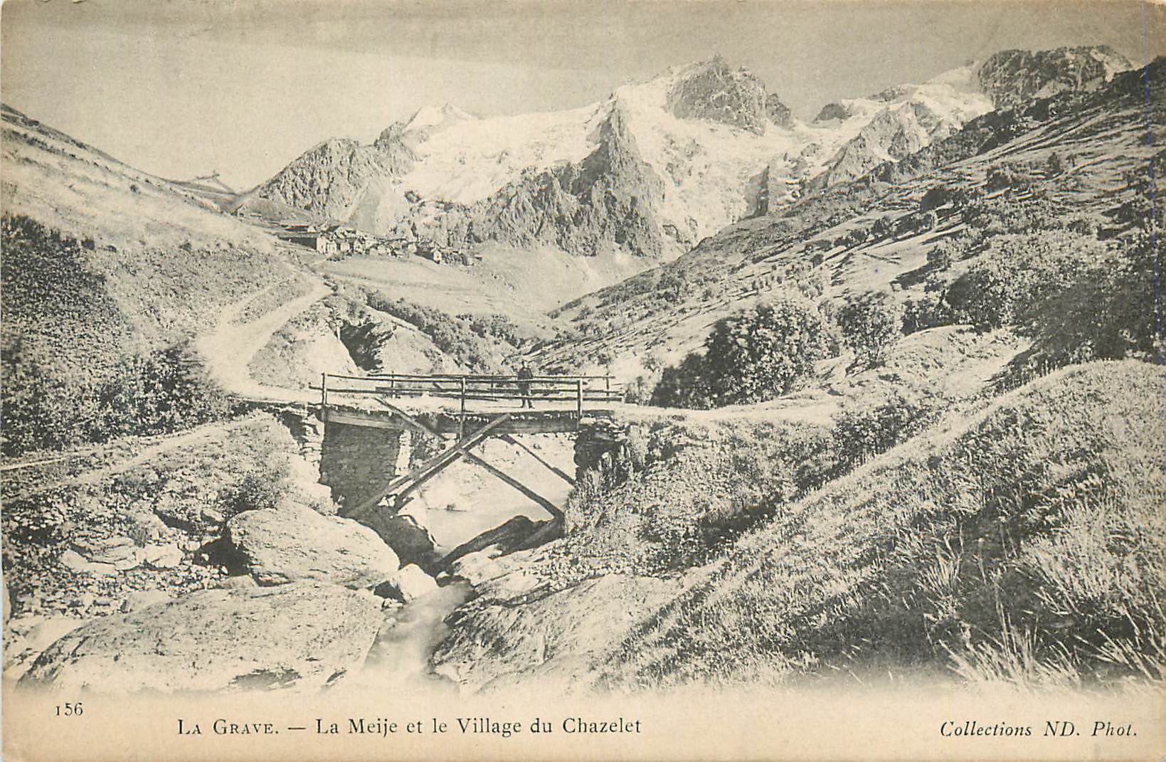 La Grave — La Meije et le Village du Chazelet — Collections ND. Phot. n°156