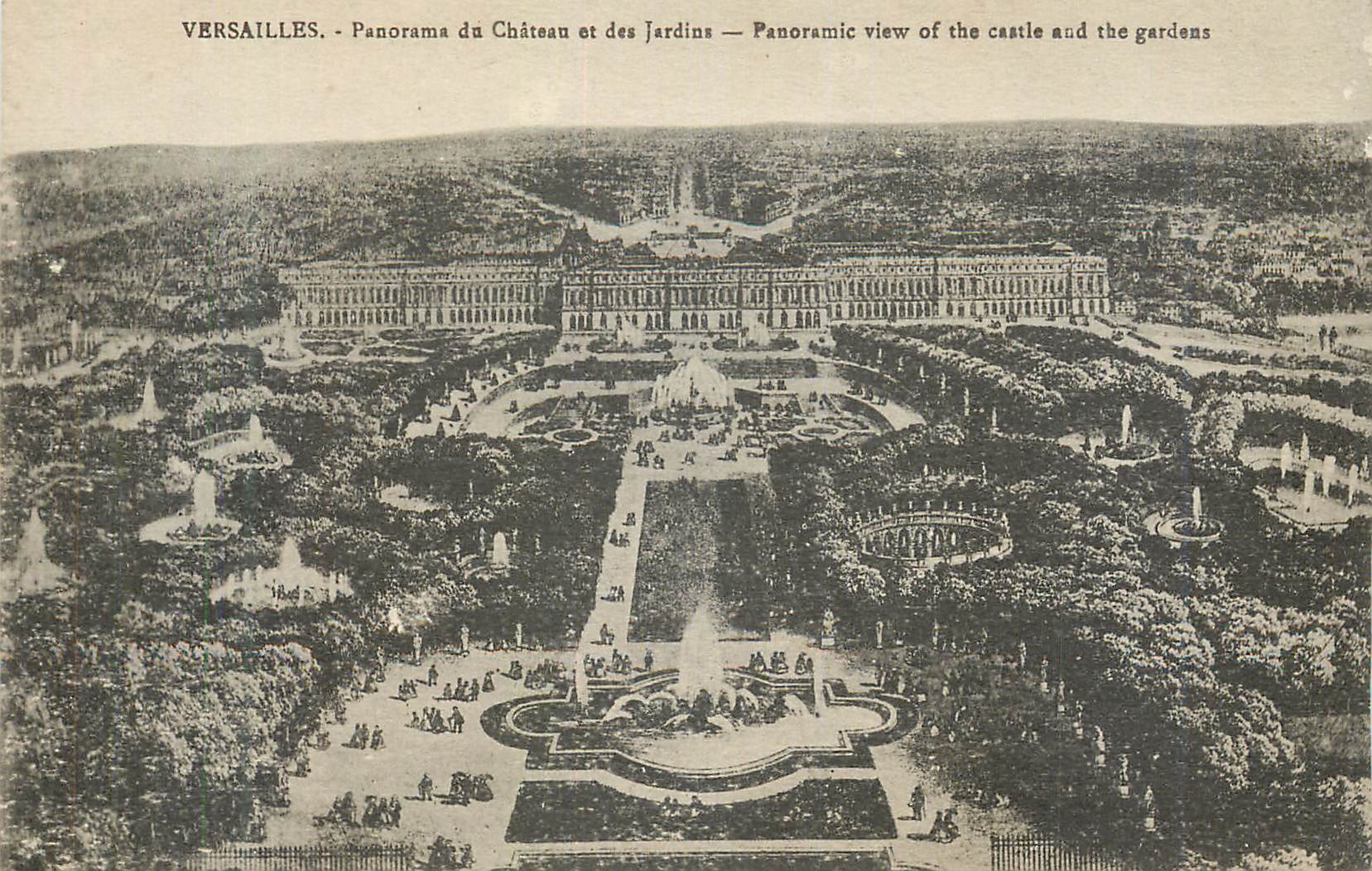 CPA Versailles Panorama du Chateau et des Jardins