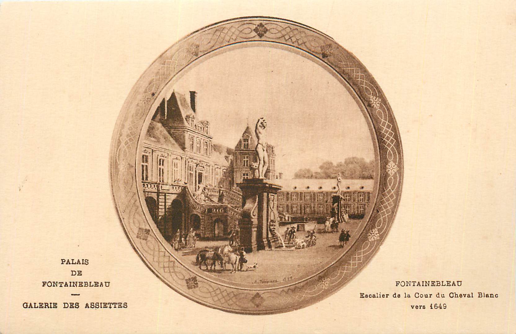 Palast von Fontainebleau — Galerie der Teller — Treppenhaus der Cour du Cheval Blanc um 1649