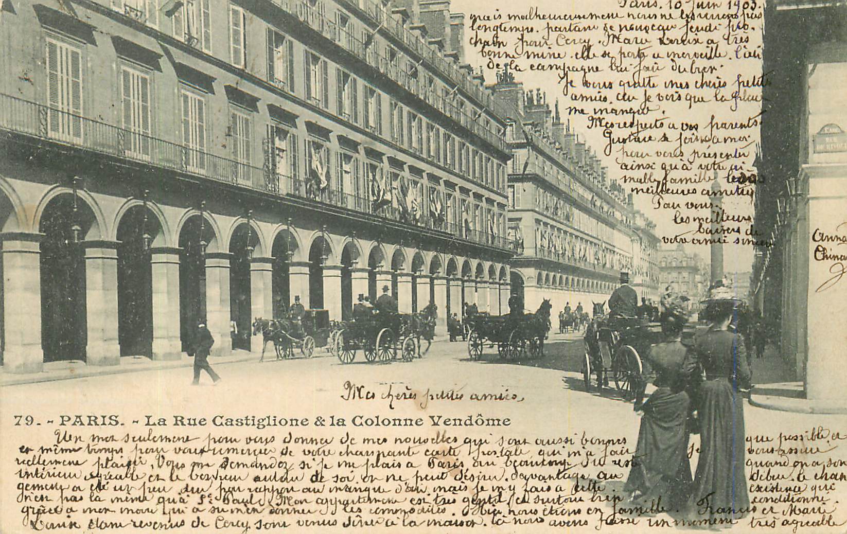 CPA Paris La Rue Castiglione et la Colonne Verdome (carte 1900)