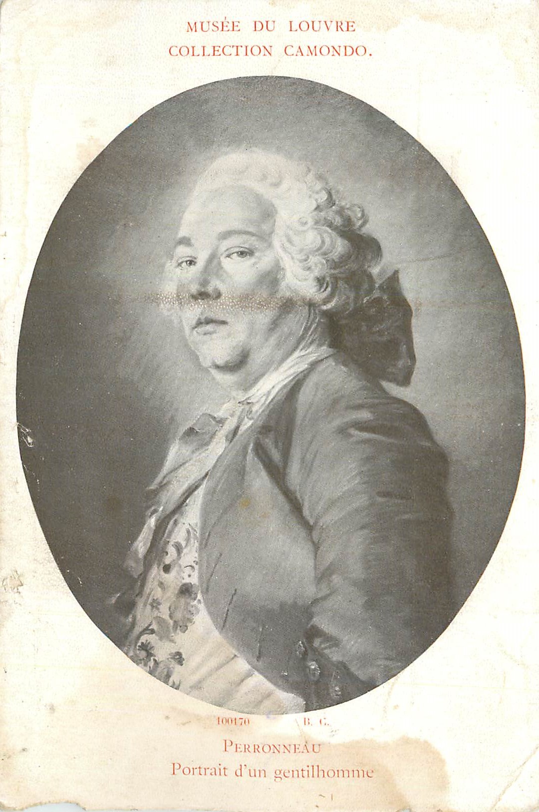 Antike Ansichtskarte Museum des Louvre Perronneau Porträt eines Gentleman