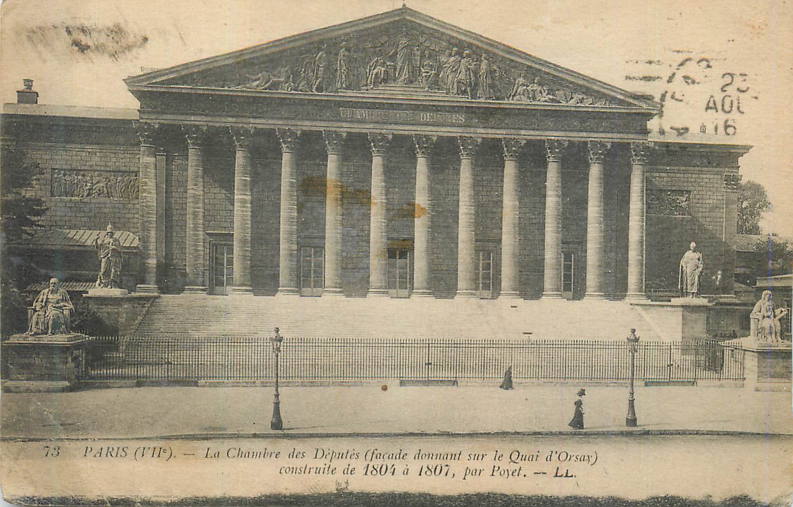 CPA Paris (VIIe) La Chambre des Deputes (facade donnant sur le Quai d'Orsay) Construite de 1804 a 1807