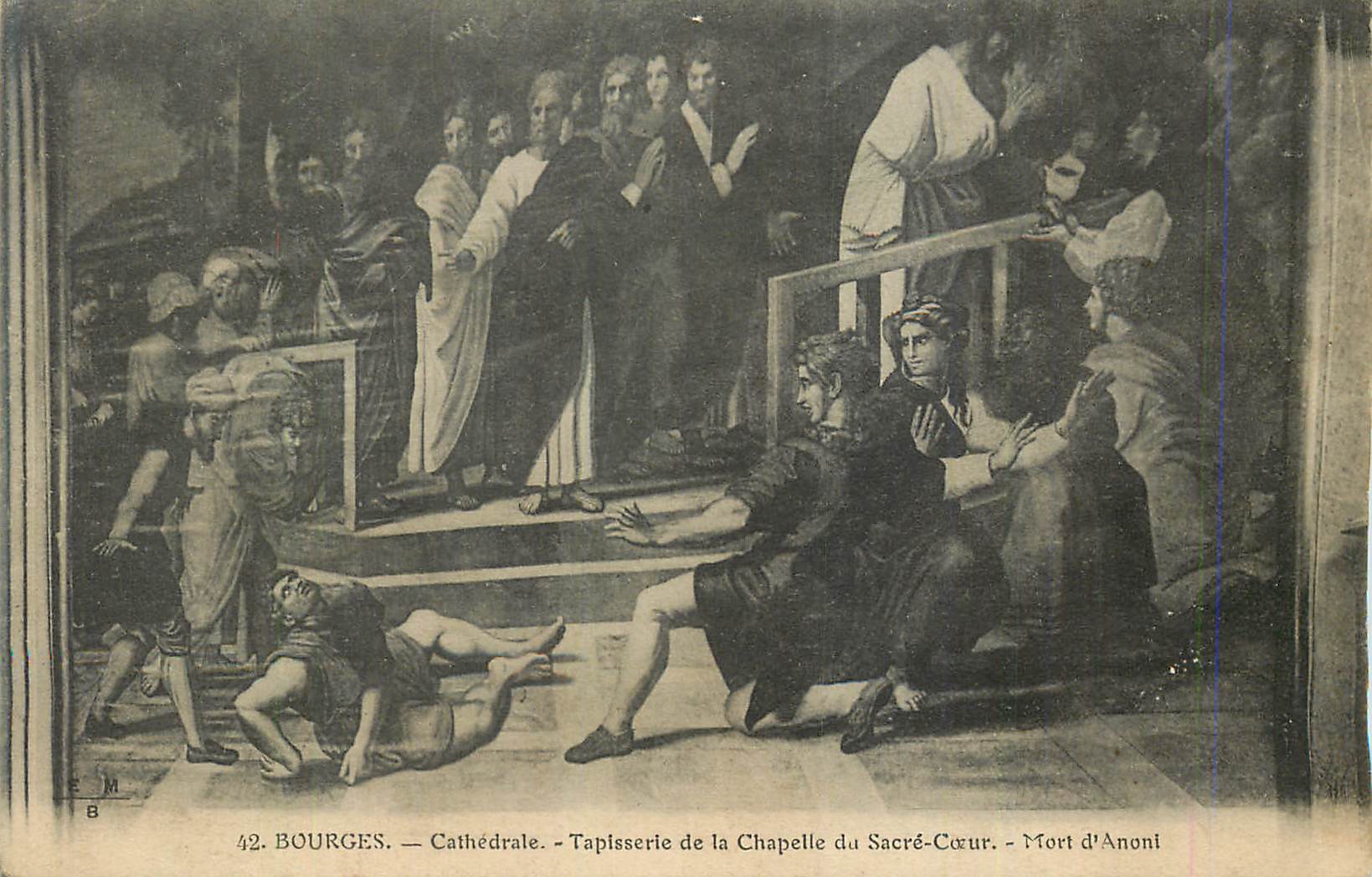 CPA Bourges Cathedrale Tapisserie de la Chapelle du Sacre Cœur Mort d'Anoni