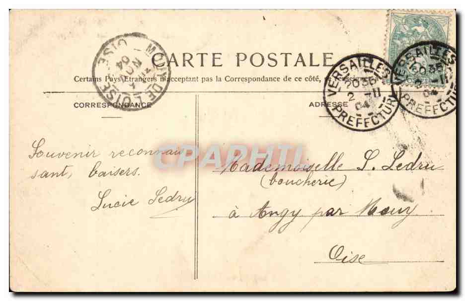 Versailles CPA Bassin de Latone et tapis vert — Verso