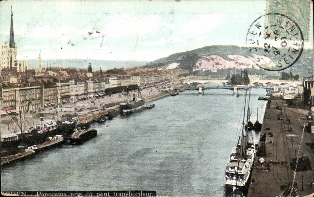 Rouen CPA Panorama pris du pont transbordeur
