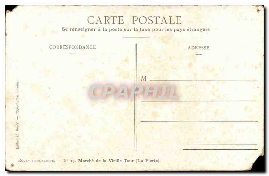 Rouen CPA Marche de la vielle tour (la Fierte) — Verso