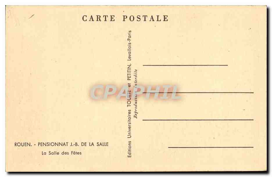 Rouen CPA Pensionnat JB de la SAlle La salle des fetes — Rückseite