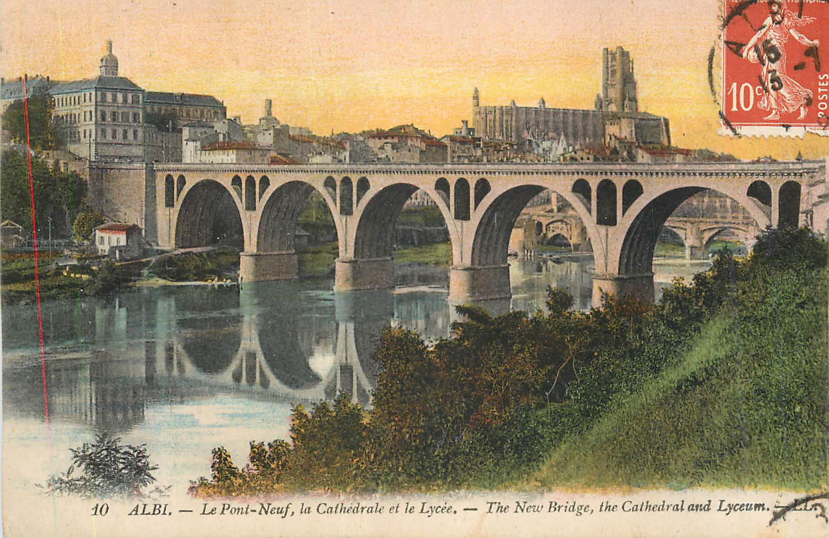 CPA Albi le Pont Neuf la Cathedrale et le Lycee
