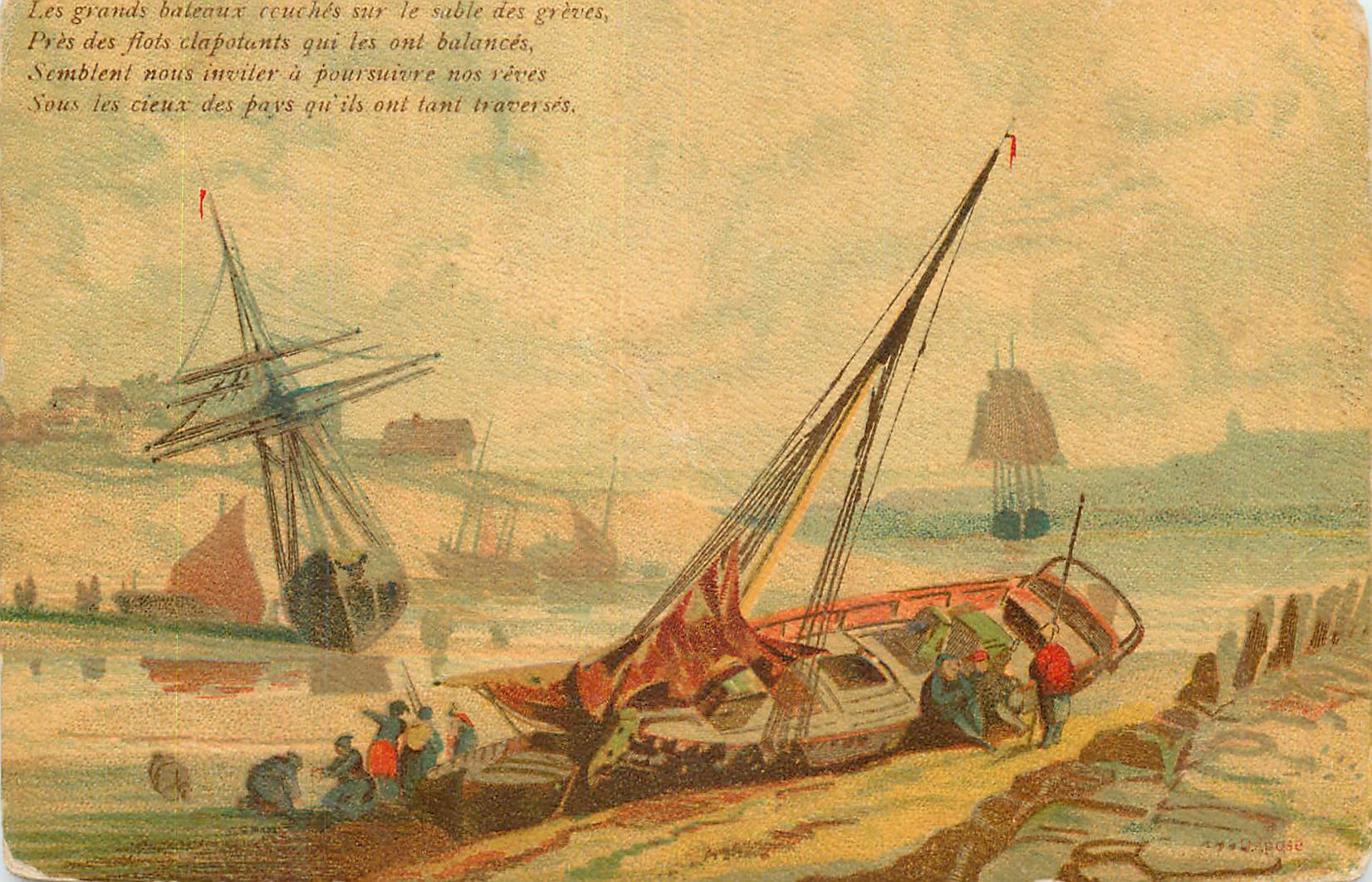 Bateaux échoués sur les grèves — poème imprimé — éditeur L. Lepose, n°711