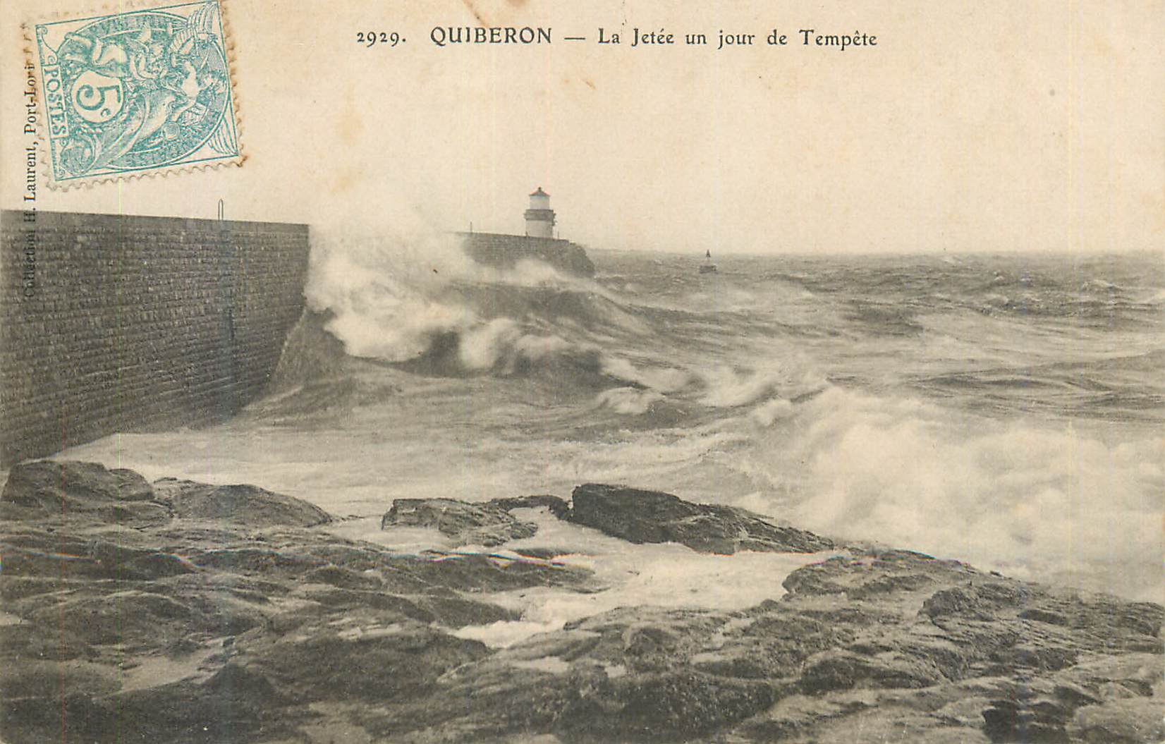 Quiberon — La Jetée un jour de Tempête — Port-Lorbe, n°2929