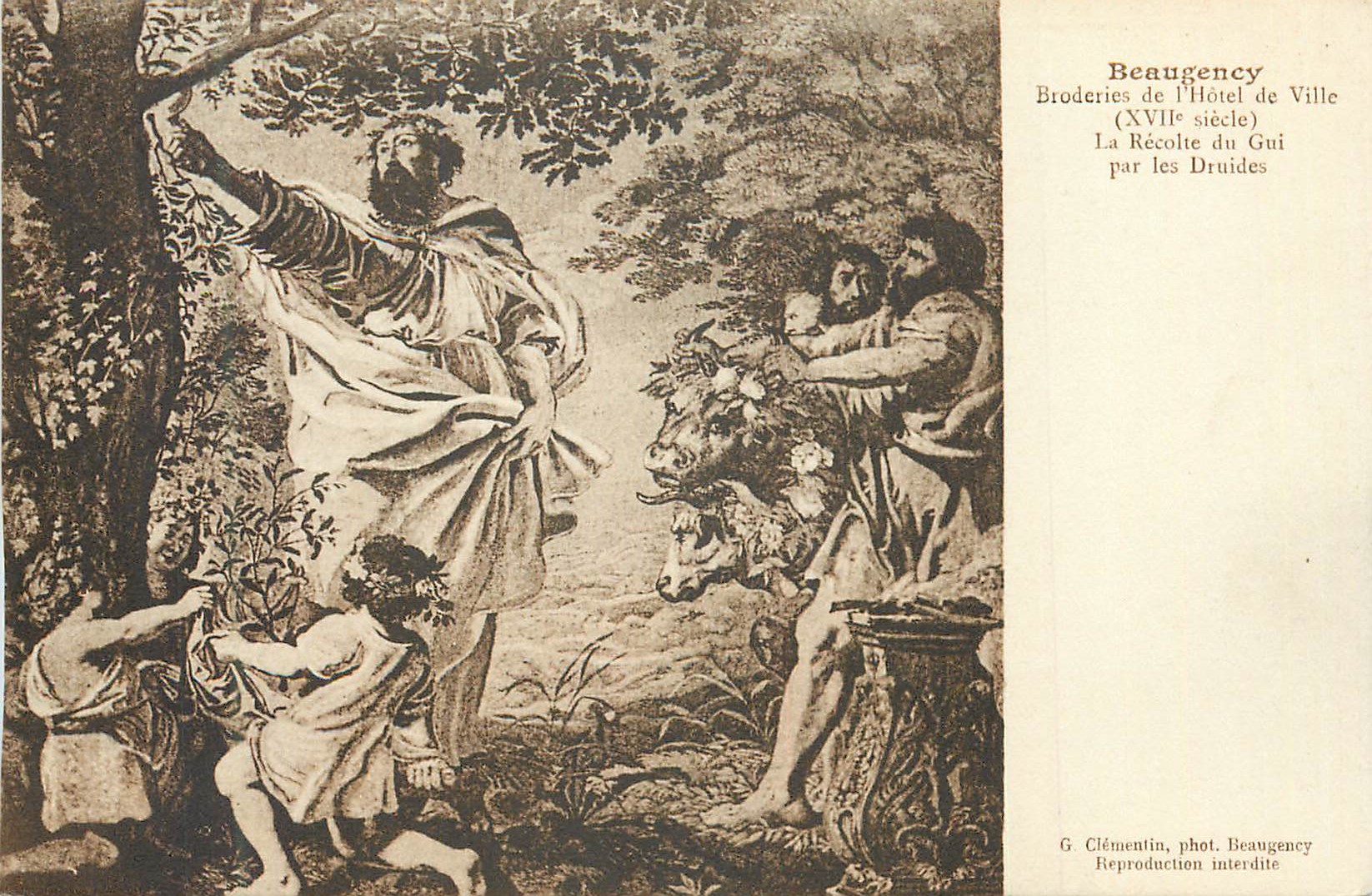 CPA Beaugency Broderies de l'Hotel de Ville (XVIIe siecle) la Recolte du Gui par les Druides