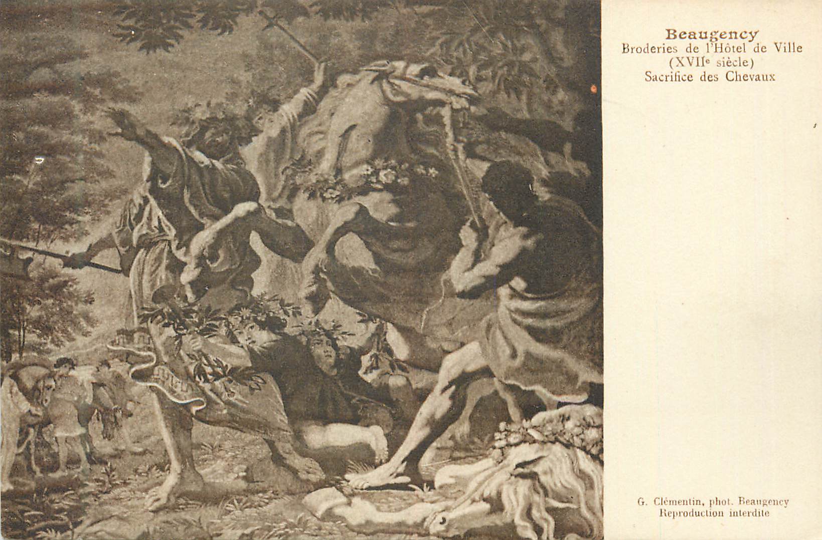 CPA Beaugency Broderies de l'Hotel de Ville (XVIIe siecle) Sacrifice des Chevaux