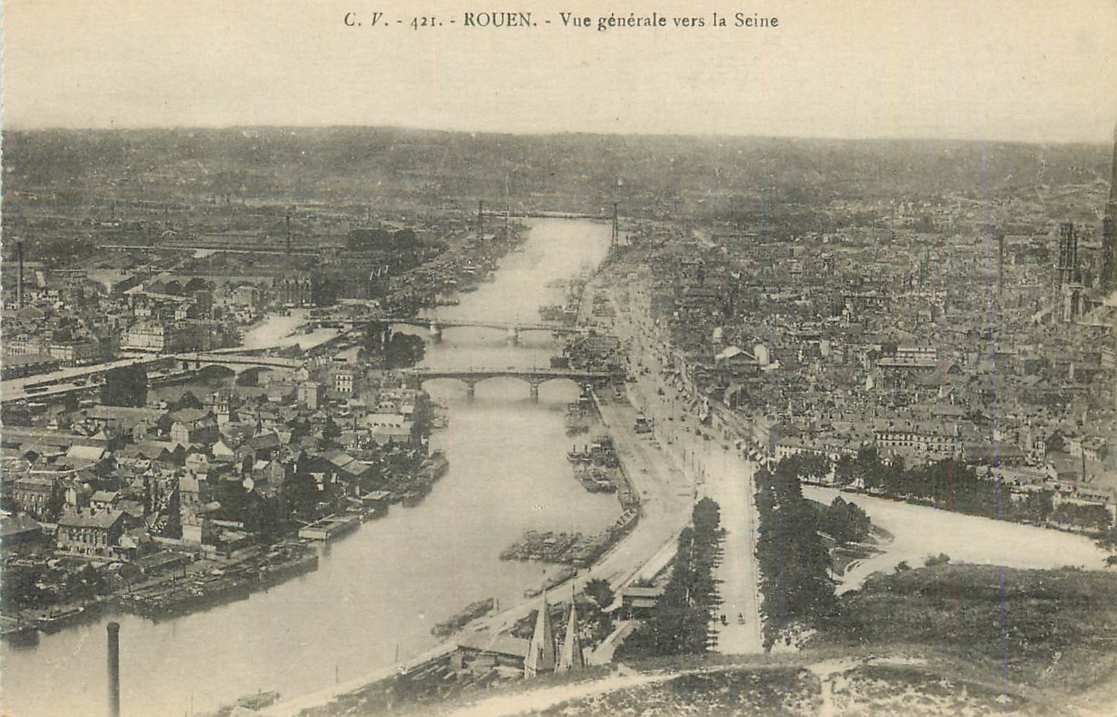 CPA Rouen Vue Generale vers la Seine