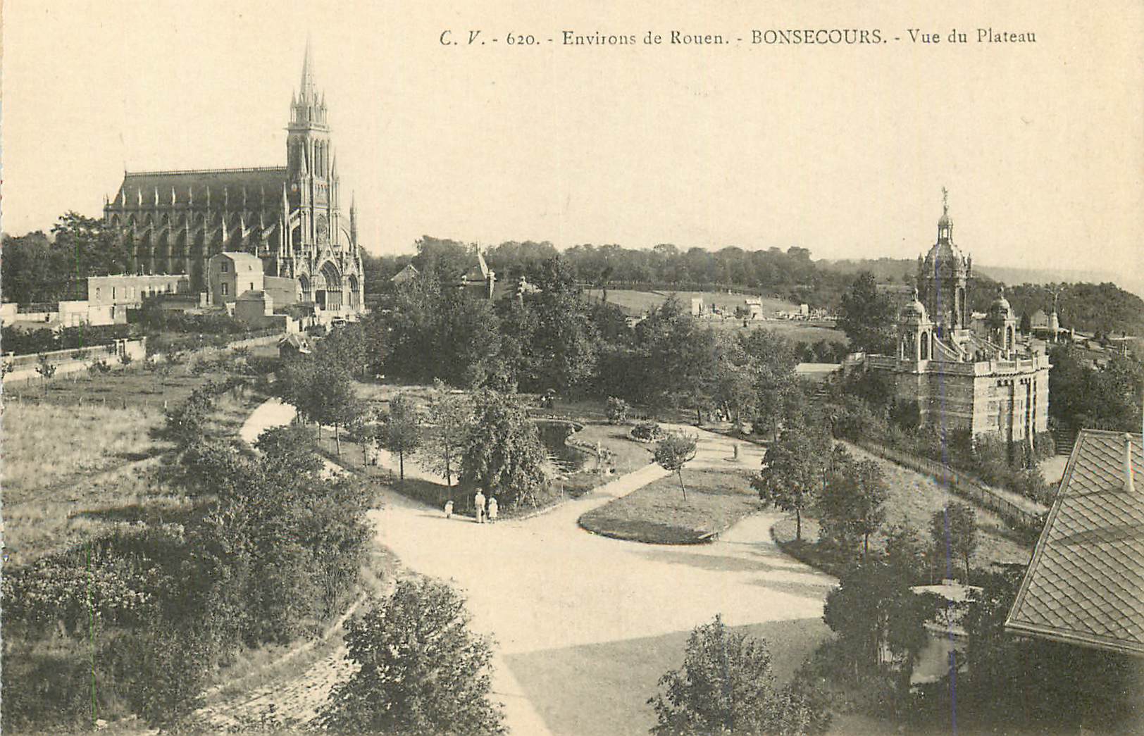 CPA Bonsecours Environs de Rouen Vue du Plateau