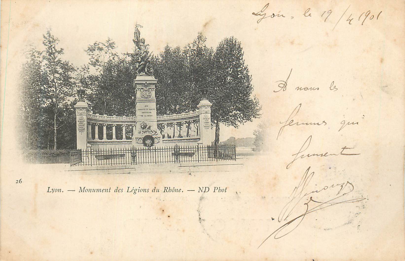 CPA Lyon Monument des Legions du Rhone (carte 1900)