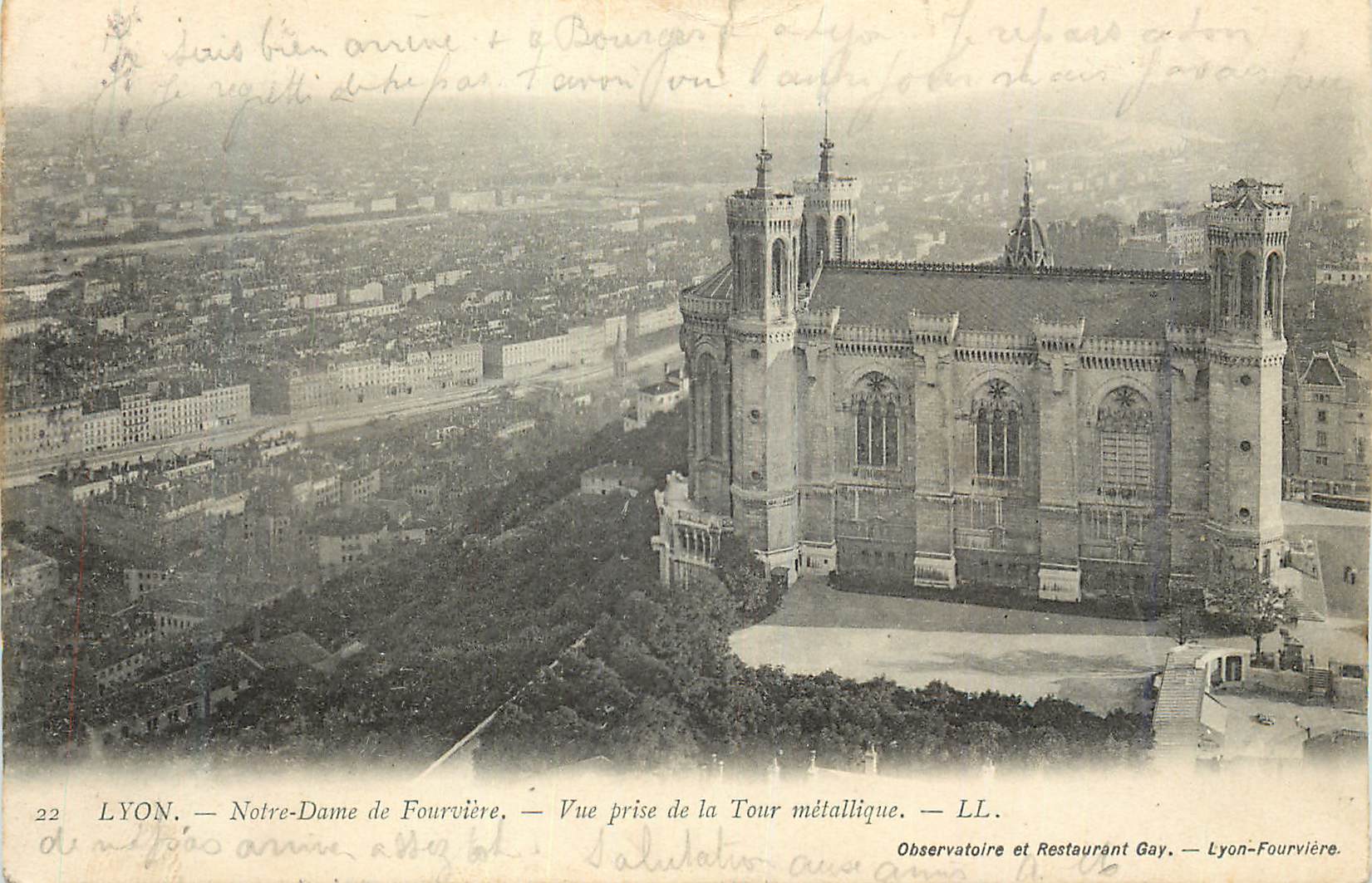 CPA Lyon Notre Dame de Fourviere Vue Prise de la Tour Metallique