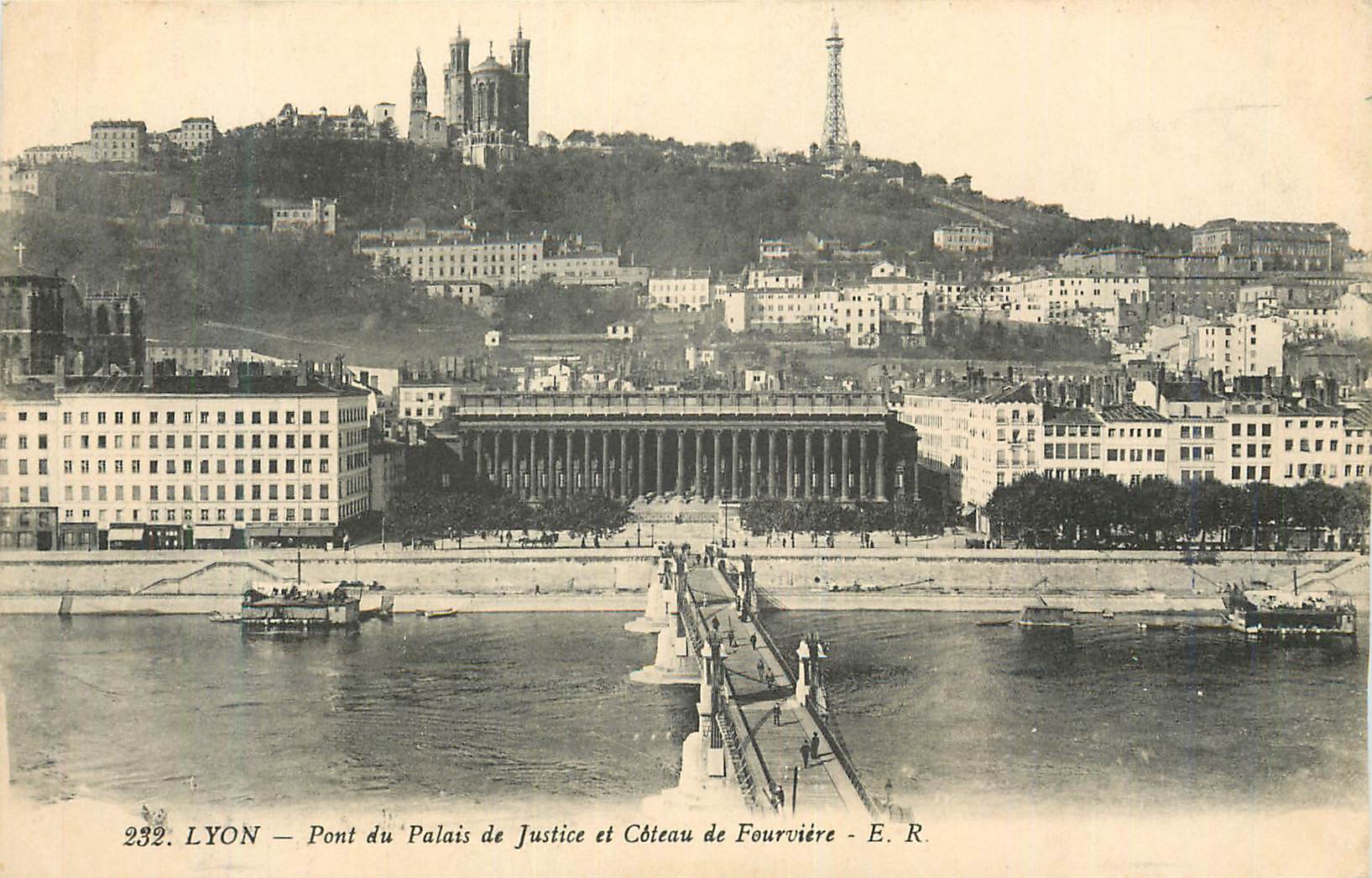 CPA Lyon Pont du Palais de Justice et Coteau de Fourviere
