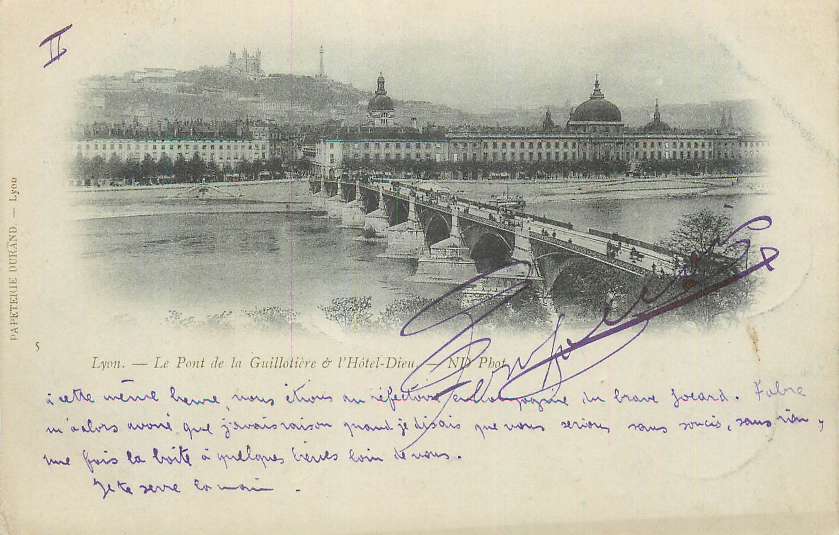CPA Lyon Le Pont de la Guillotiere L'Hotel Dieu (carte 1900)