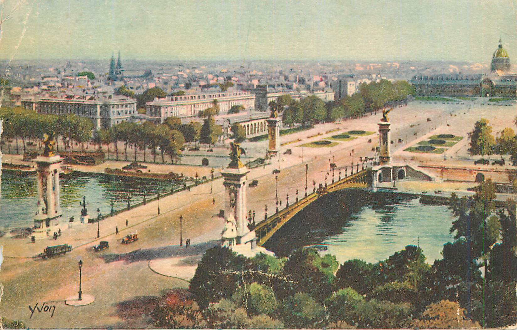 Vue de Paris — Pont Alexandre-III et Champs-Élysées — éditeur Yvon