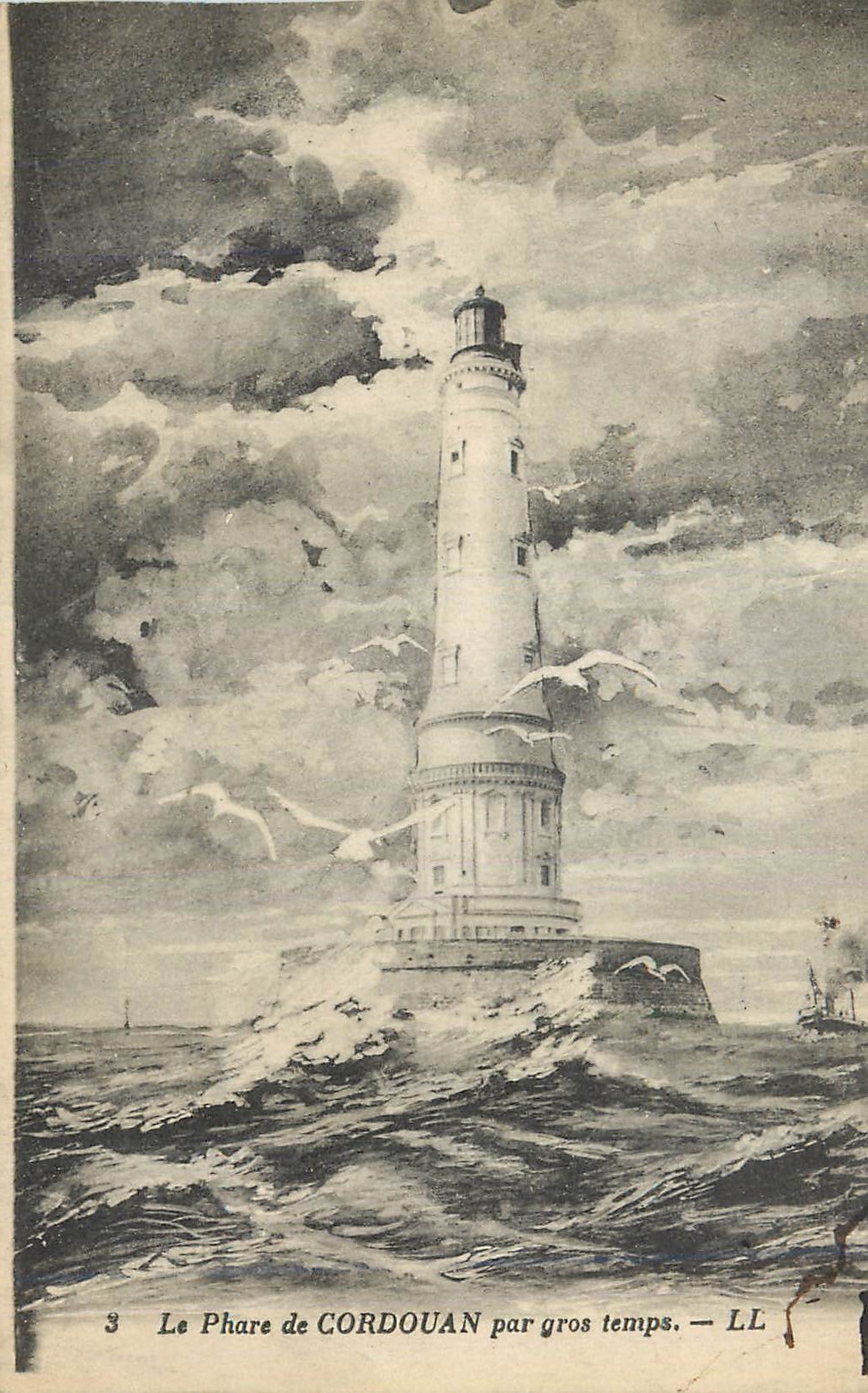 CPA Le Phare de Cordouan par gros temps