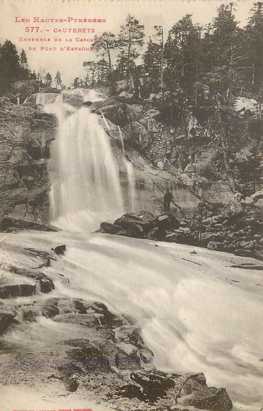 CPA Cauterets Les Hautes Pyrenees Ensemble de la cascade du Pont d'Espagne