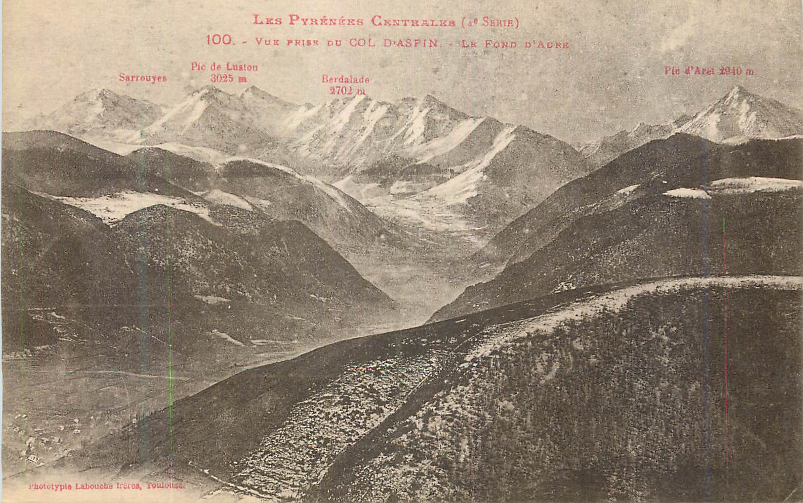 CPA Les Pyrenees Centrales (Ie Serie) Vue prise du Col d'Aspin Sarroues Berdalade 