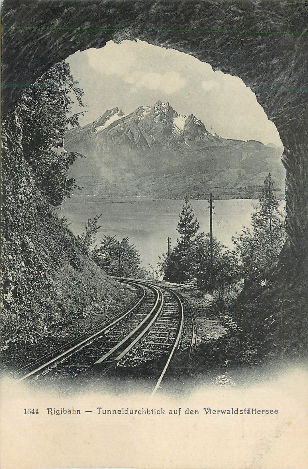 CPA Rigigahn Tunneldurchblick auf den Vierwaldstallersee