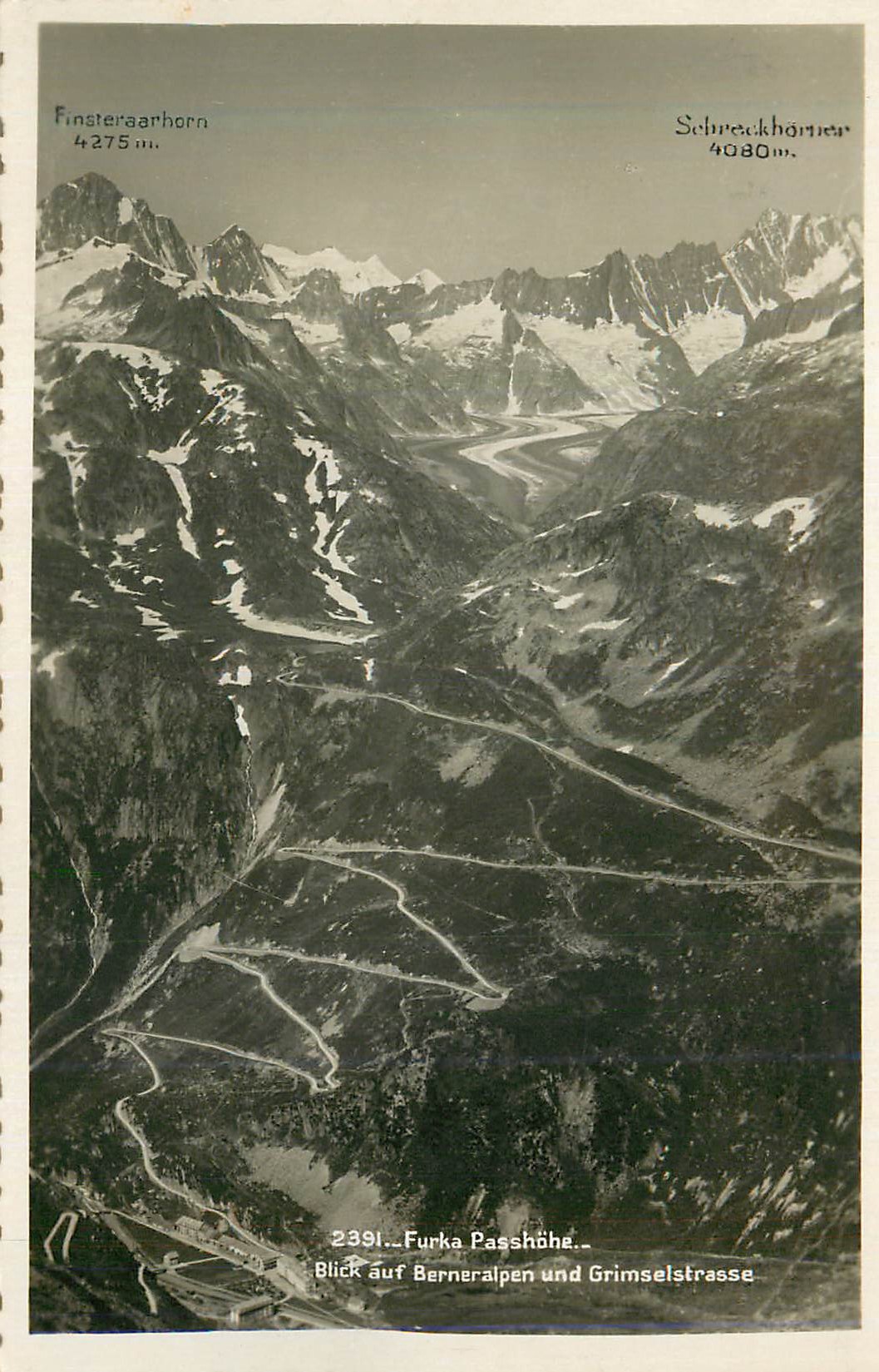 CPM Furka Passhohe Blick auf Berneralpen und Grimselstrasse