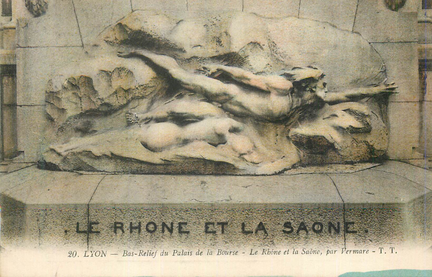 CPA Lyon Bas Relief du Palais de la Bourse Le Rhone et la Saone par Vermare