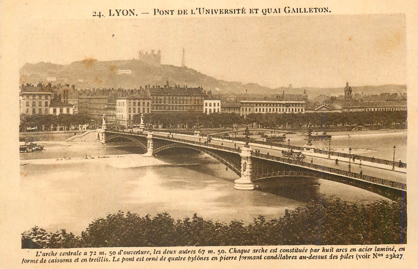 CPA Lyon Pont de L'Universite et Quai Gailleton