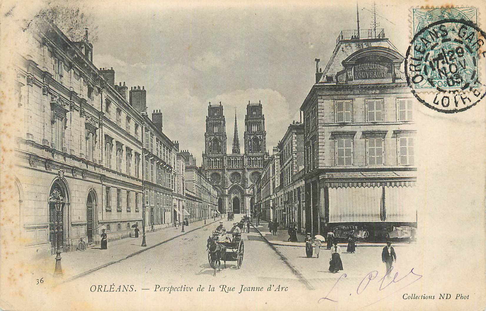 CPA Orleans Perspective de la Rue Jeanne d'Arc (carte 1900)