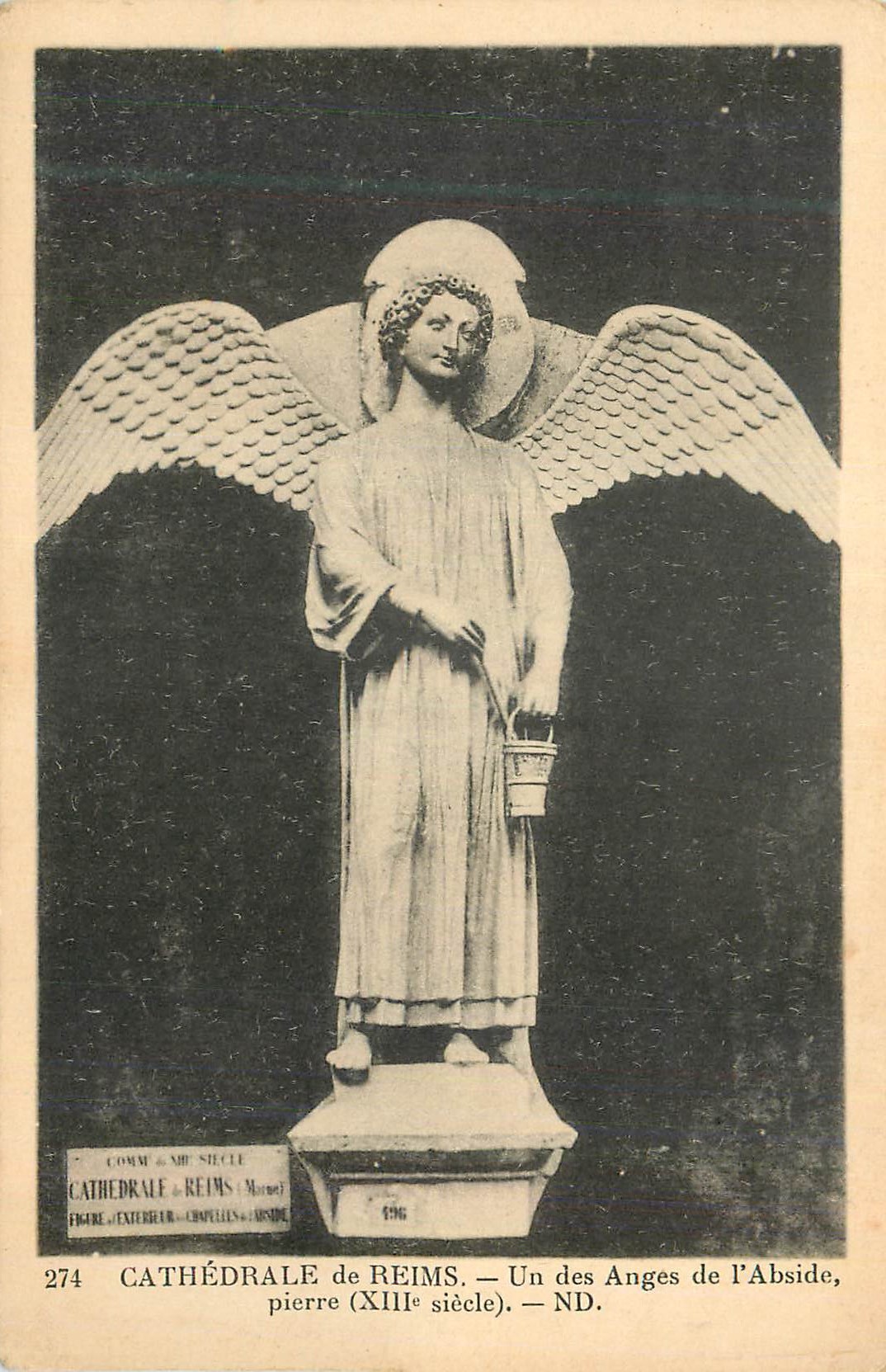 CPA Cathedrale de Reims un des Anges de l'Abside pierre (XIIIe Siecle)