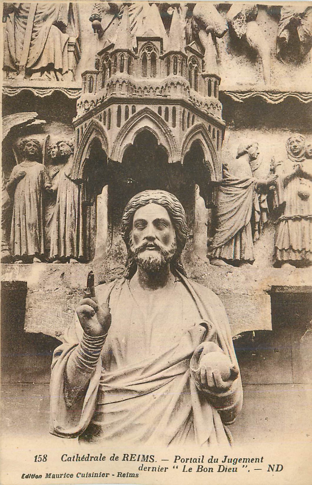 CPA Cathedrale de Reims Portail du Jugement dernier Le Bon Dieu