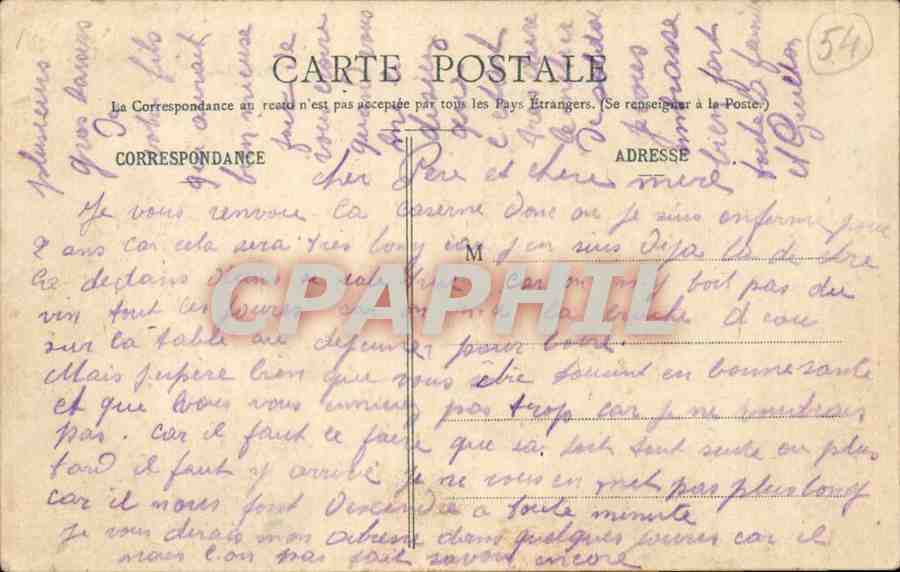 Nancy CPA Caserne Landremont 37eme regiment d'infanterie — Rückseite
