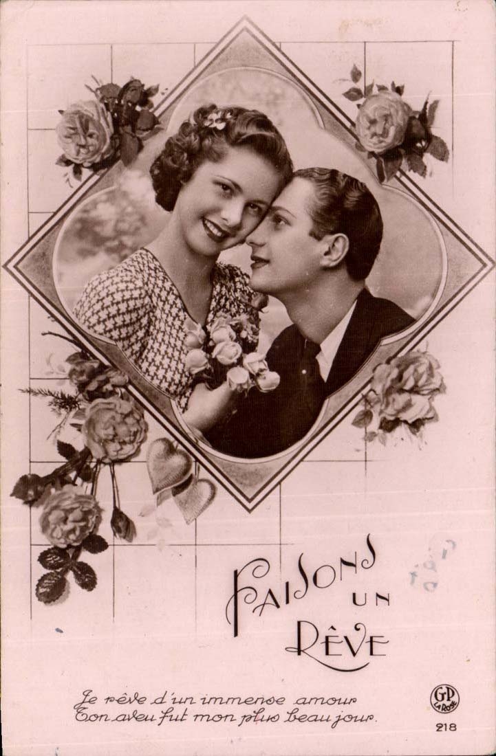 Loving couple — romantic postcard — GP de Rode, n° 218