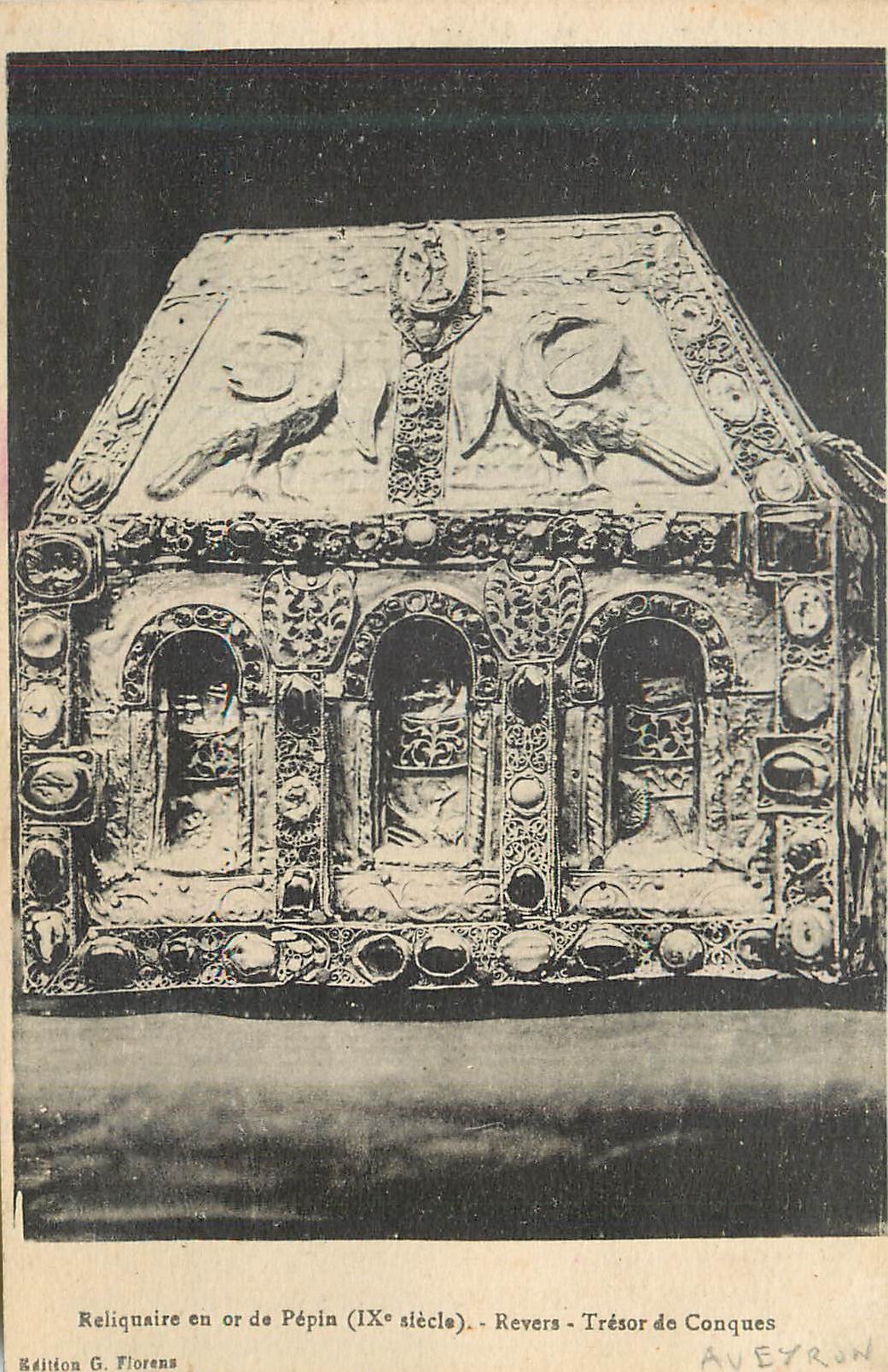 CPA Tresor de Conques Reliquaire en Or de Pepin (IXe Siecle) Revers