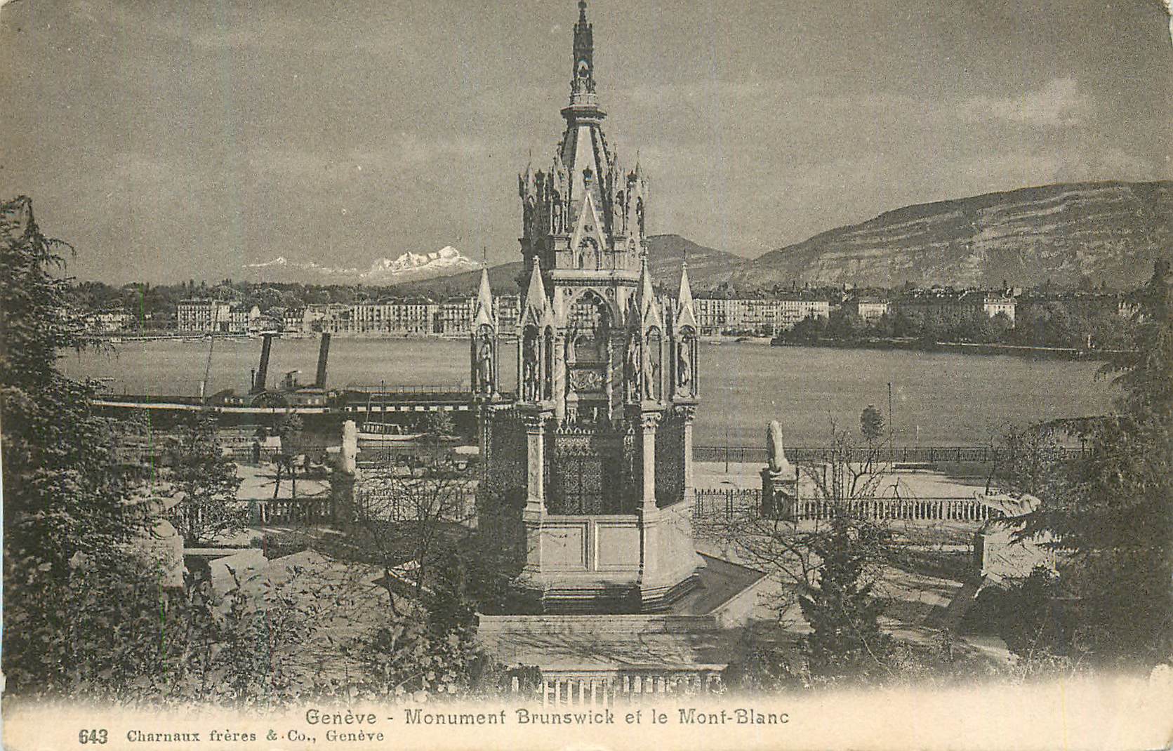 CPA Geneve Monument Brunswick et le Mont Blanc