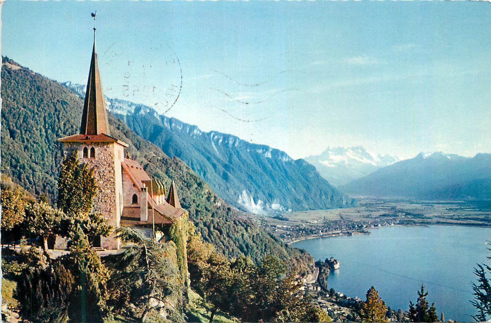 CPM Montreux L'Eglise de Glion et les Dents du Midi
