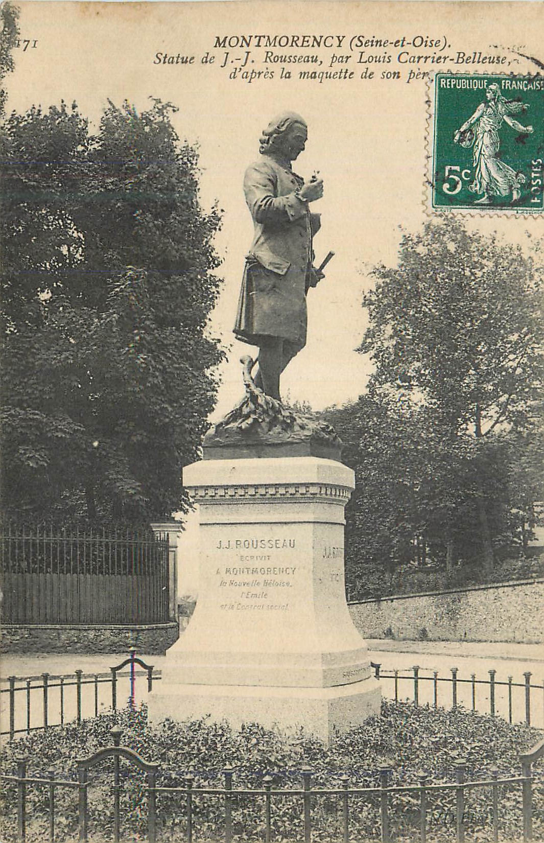 CPA Montmorency (Seine et Oise) Statue de J J Rousseau