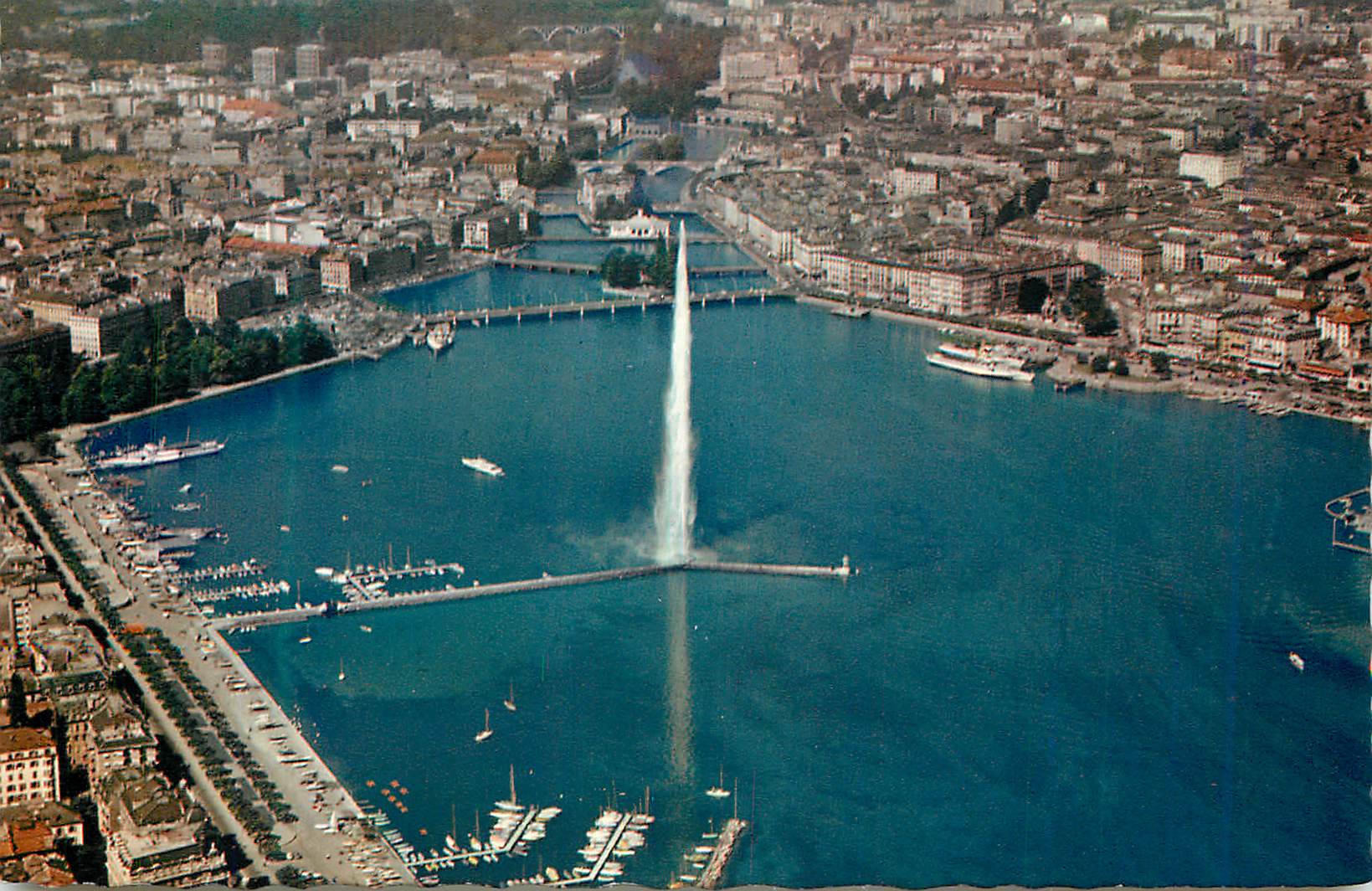 CPM Geneve Vue Aerienne de la Rade