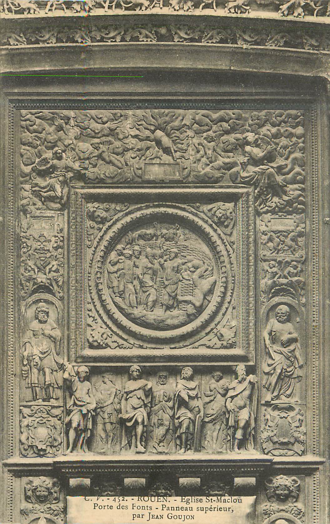 CPA Rouen Eglise St Maclou Porte des Fonts Panneau Superieur