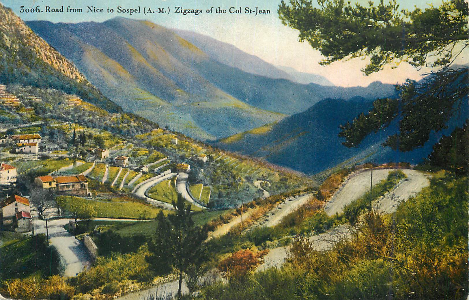 CPA Road from Nice to Sospel (A M) Zigzags of the Col St Jean