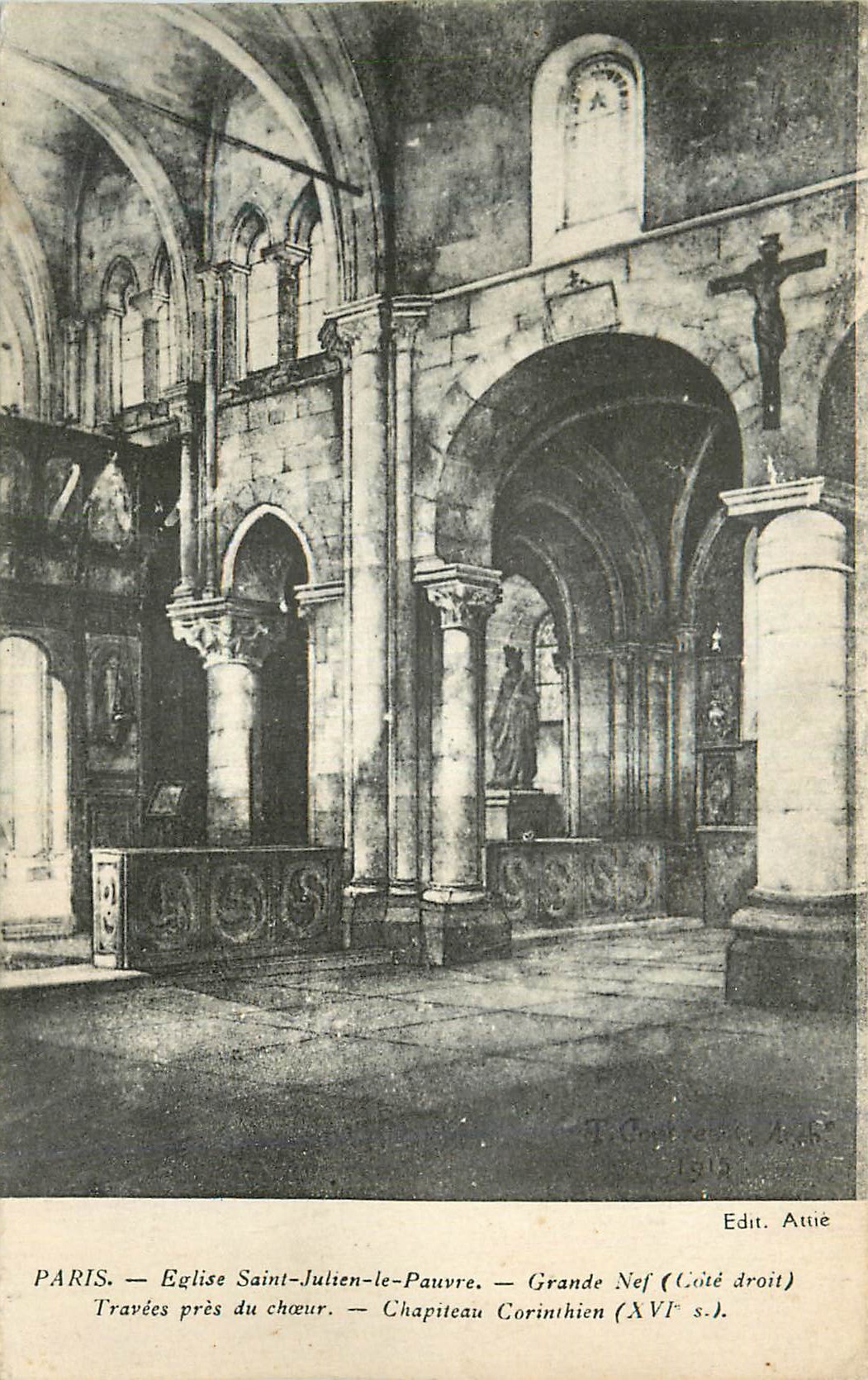 CPA Paris Eglise Saint Julien Le Pauvre Grande Nef (Cote Droit)