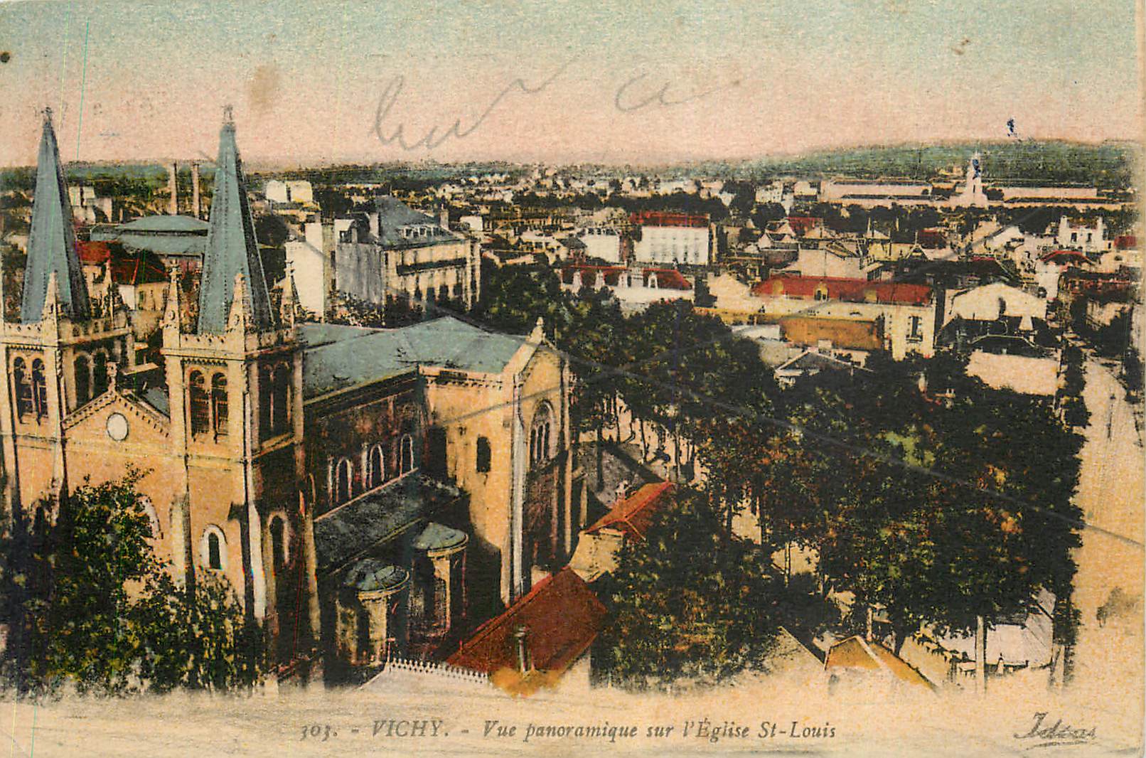 CPA Vichy Vue Panoramique sur l'Eglise St Louis