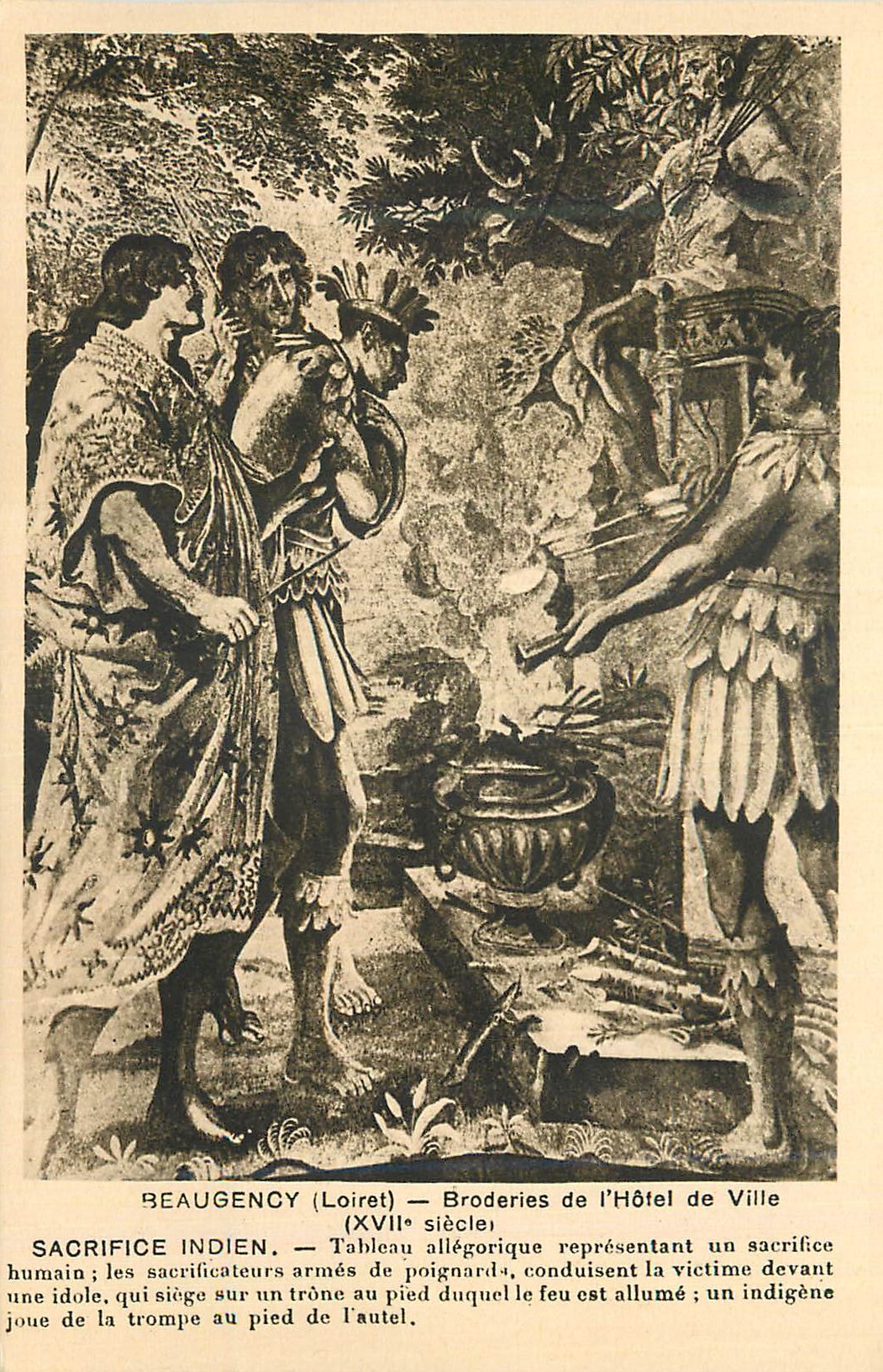 CPA Beaugency (Loiret) Broderies de l'Hotel de Ville (XVIIe Siecle) Sacrifice Indien