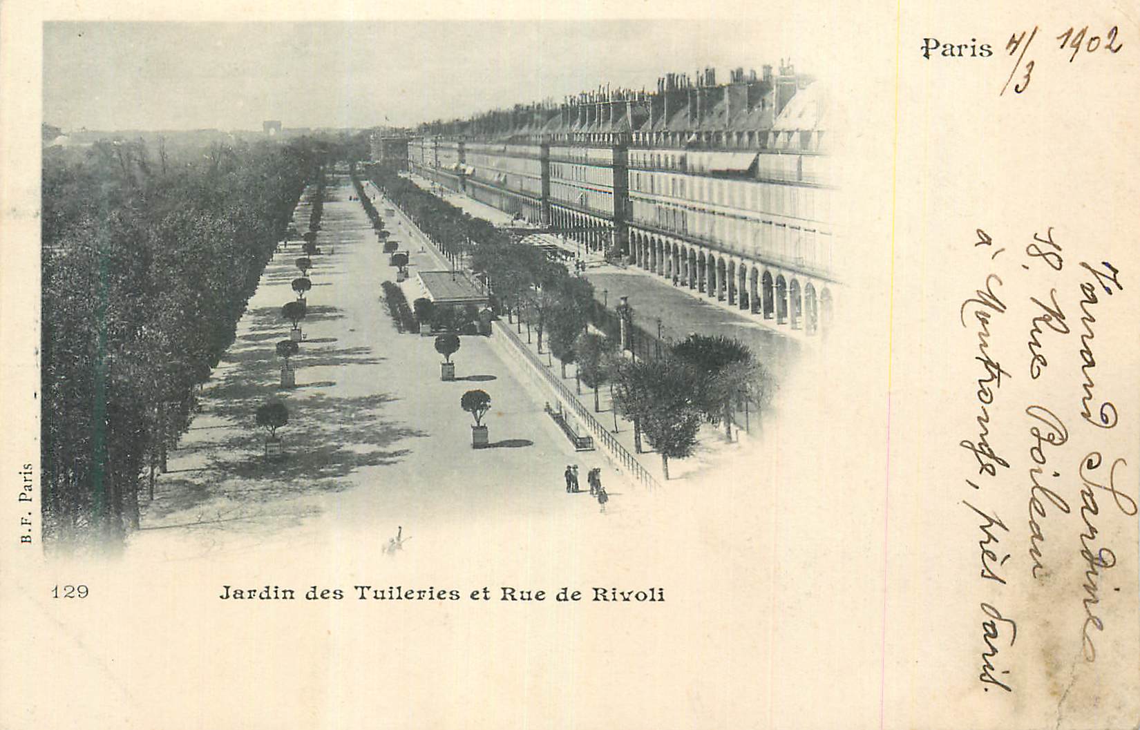 CPA Paris Jardin des Tuileries et Rue de Rivoli (carte 1900)