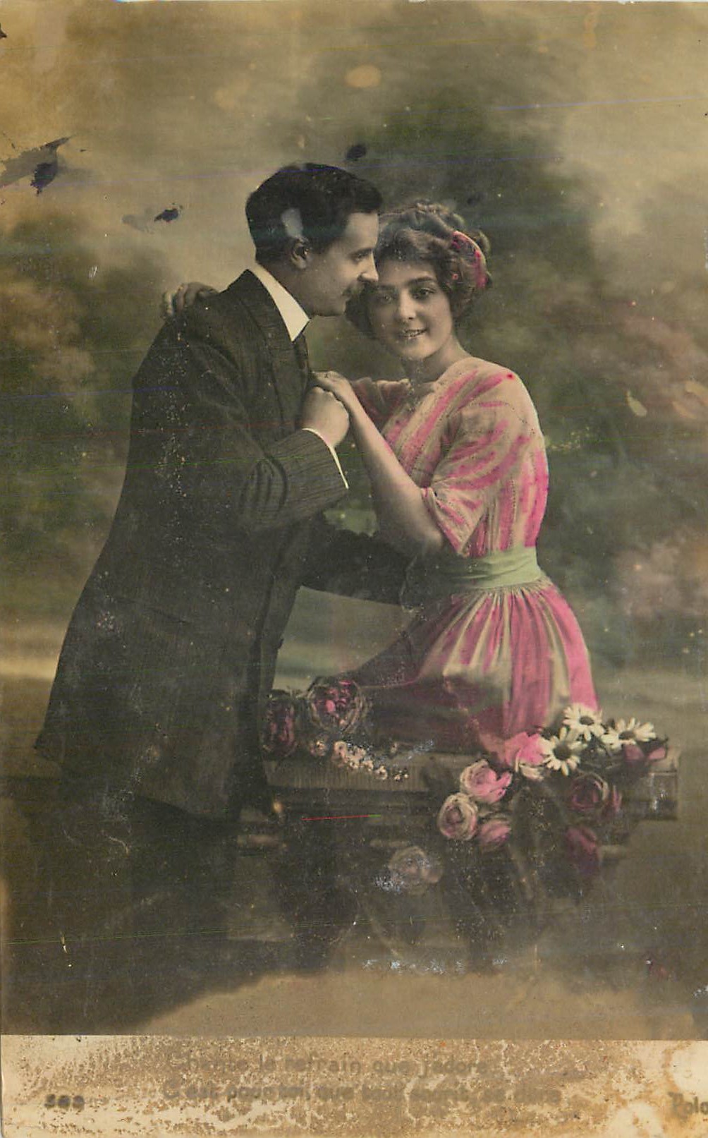 Couple amoureux — scène romantique — éditeur Pola, n° 589