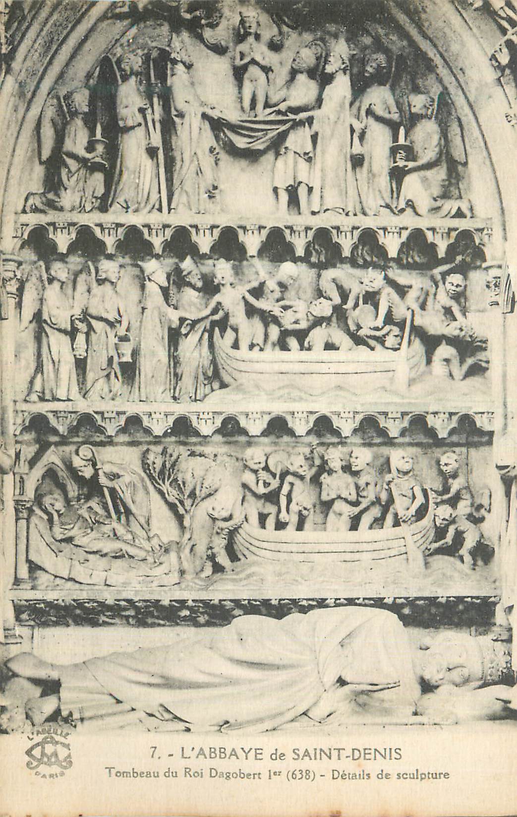 L'ABBAYE de SAINT-DENIS — Tombeau du Roi Dagobert Ier (638) — Détails de sculpture
